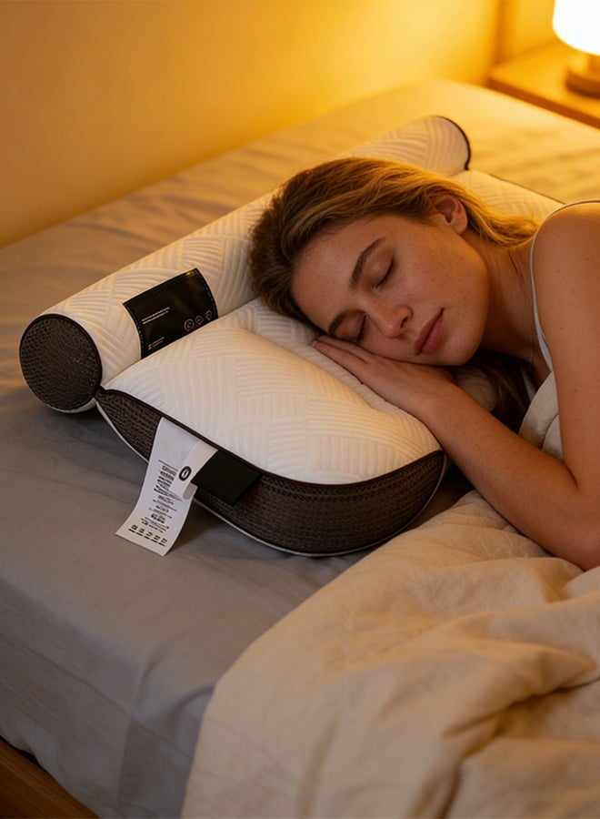 Neck Support Pillow,  Ergonomic Cervical Pillow, Cervical Support Comfortable Pillow, Neck Pillow Cervical Pillow for Neck Strain Relief, Neck Pillow for Sleeping,Cervical Contour Neck Support Pillows for Side Back Stomach Sleeper, Adjustable Orthopedic Pillow Filling with PE Hose - Image 3